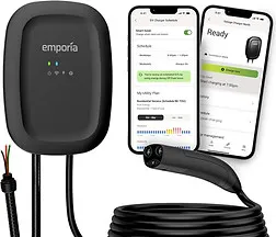 Emporia hardwired EV charger and charging app