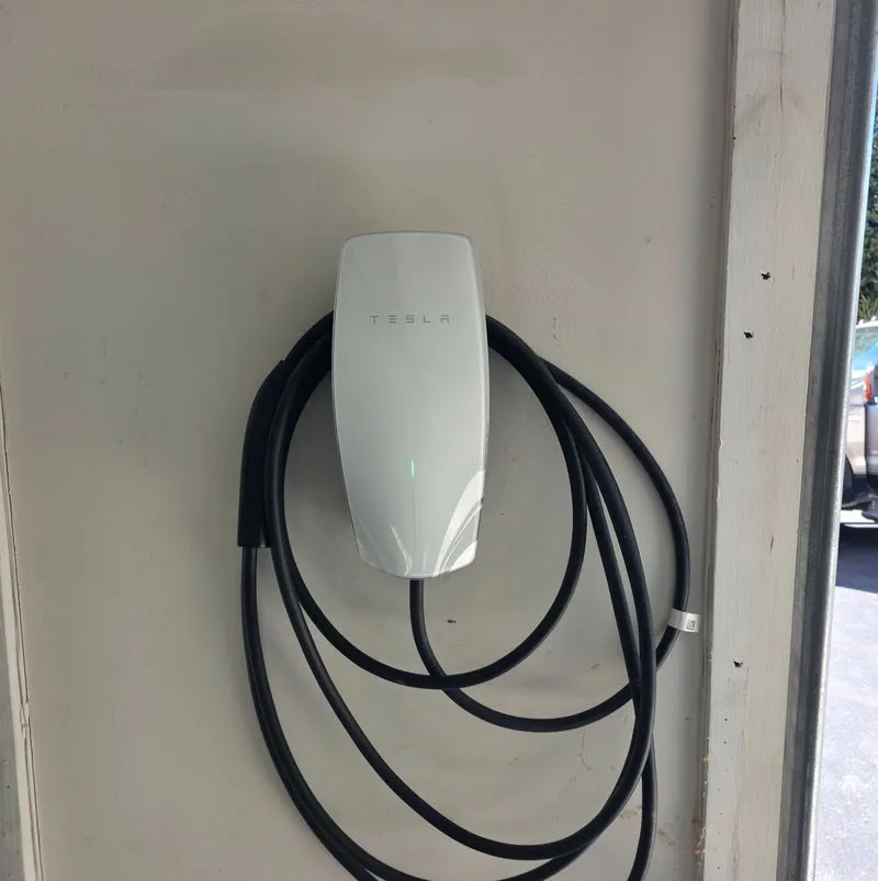 Clean EV charger installation in a finished residential garage