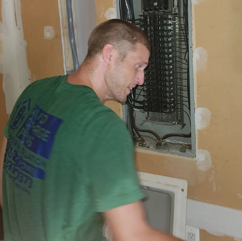 Electrical panel work prepared for a home EV charger circuit